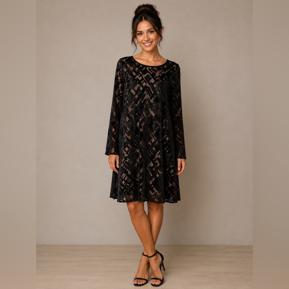 Vintage I. Magnin silk and velvet dress